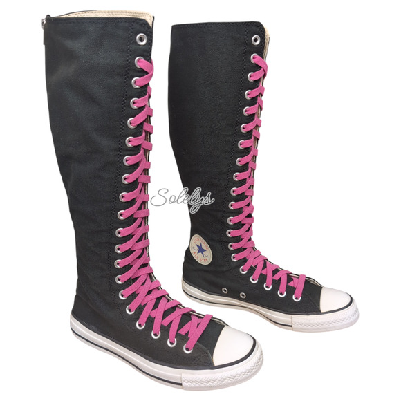 Converse All Star 2011 XXHI Zipper Knee High Y2K Zip Black Pink Sneaker Boot 7.5 - Picture 1 of 14